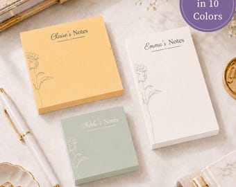 Personalized Sticky Note Pad Custom Memo Office Desk Notepad Professional Stationery Gift Coworker Appreciation Present Employee Name Supply