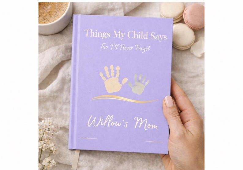Personalized Memory Book Mom Gift Handprint Design Baby Keepsake Journal Things My Child Says Notebook Kids Quote Recording Toddler Milestone Tracker First Year Parent Treasure Preserve Childhood Memories Funny Sayings Collection