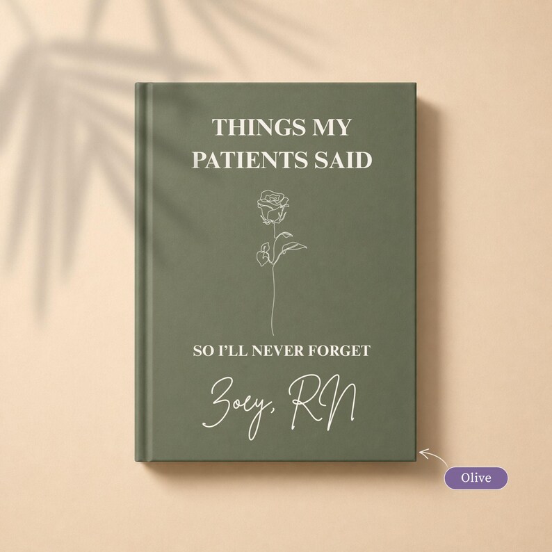 Hardcover Nurse Journal Custom Name Healthcare Worker Memory Book Patient Quotes Shift Notes Medical Humor Gift RN Appreciation Present Personalized Notebook Nursing Student Graduation Keepsake Premium Wraparound Print Matte Laminated Cover