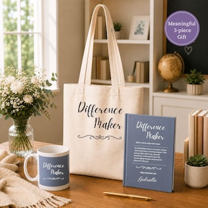 Personalized Gift Set Difference Maker Journal Mug Tote Custom Notebook Motivational Staff Appreciation Nurse Recognition Teacher Mentor