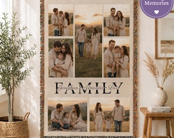 Custom Photo Blanket Family Picture Throw Personalized Gift Grandma Memorial Keepsake Woven Cotton Tapestry Wall Hanging Home Anniversary