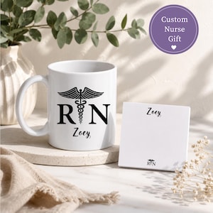 Nurse Ceramic Mug Personalized Gift Registered Graduation Present Hospital Shift Coffee Cup Custom Name Design Nursing Professional Drinkware Morning Beverage Essential Medical Staff Appreciation Token Celebration Memento Career Achievement