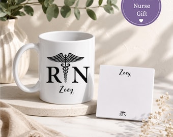 Personalized Nurse Mug Custom Name Medical Symbol Coffee Cup Nursing Graduation Gift Idea Healthcare Hero Appreciation Present Hospital