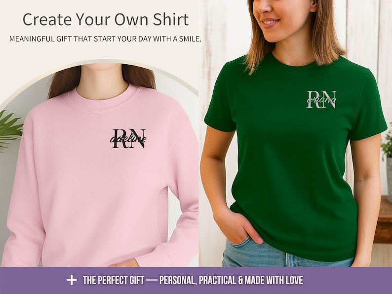 Nursing Professional Sweatshirt Personalized Name Embroidery Custom RN Credential Design Healthcare Worker Gift Graduate Celebration Present Medical Staff Apparel Crewneck Comfortable Fabric Hospital Employee Appreciation Quality