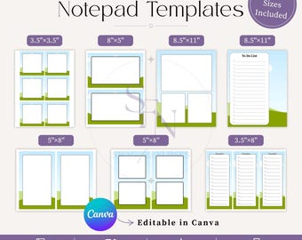 Personalized Canva Notepad Template Bundle Editable Stationery Customized Digital Printable Memo Pad Done for You Branded Business Office