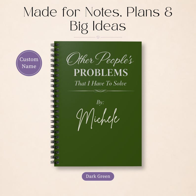 Office Humor Gift Funny Work Journal Custom Name Spiral Notebook Personalized Meeting Planner Professional Stationery Collection Coworker Appreciation Present Work Bestie Idea Daily Task Organization Custom Credentials Design Team