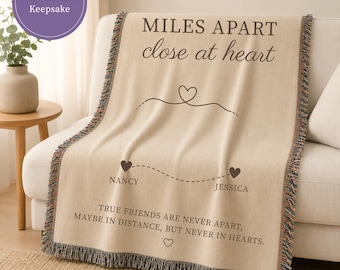 Personalized Friendship Blanket Long Distance Gift Best Friend Moving Away Gift Far Away Friend Custom Name Throw Woven Cotton Farewell