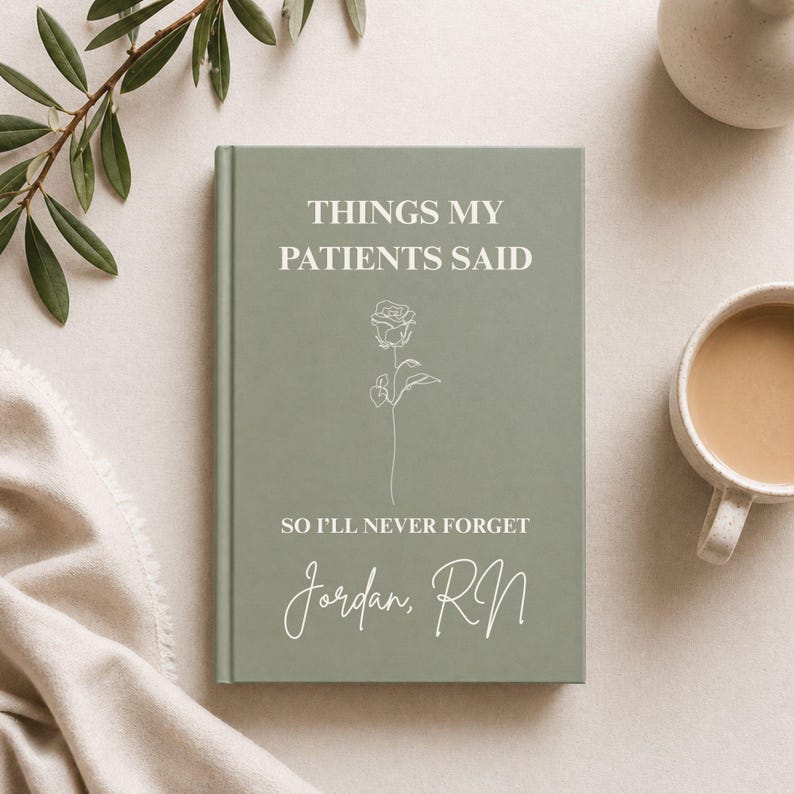 Personalized Nurse Journal Hardcover Notebook Custom Name Credentials Shift Notes Patient Quotes Hospital Gift RN Appreciation Healthcare Worker Memory Book Medical Humor Nursing Student Graduation Present Premium Wraparound Print Matte