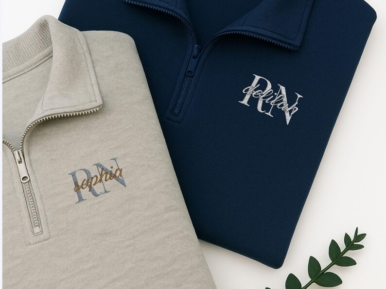 Personalized Nurse Sweatshirt Custom Name Embroidered Gift RN Graduate Present Healthcare Professional Apparel Crewneck Style Comfortable Fabric Nursing Student Celebration Medical Staff Appreciation Credential Embroidery Design Hospital