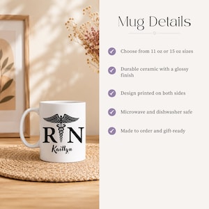 Personalized Nurse Mug Custom Name Medical Symbol Coffee Cup Nursing Graduation Gift Idea Healthcare Hero Appreciation Present Hospital image 3