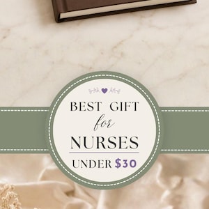 Personalized nurse journal gift featuring a hardcover “Things My Patients Said” memory book with rose line art, custom name and department details. Elegant Etsy-style image highlights multiple journal colors, gift-ready styling, and a thoughtful keepsake for nurses, RNs, NPs, pediatrics nurses, healthcare workers, nursing graduates, and nurse appreciation gifts under $30.