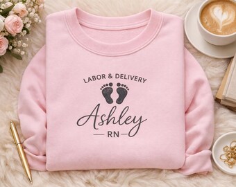 Sudadera de enfermera para madre y bebé, bordada, con cuello redondo, regalo de agradecimiento para enfermeras posparto, ropa para especialistas en partos y alumbramientos.