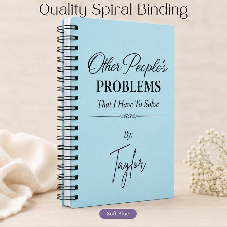 Custom Name Spiral Journal Office Humor Notebook Personalized Work Gift Funny Meeting Planner Professional Stationery Collection Coworker Appreciation Idea Work Bestie Present Daily Task Organization Custom Credentials Optional Design Team