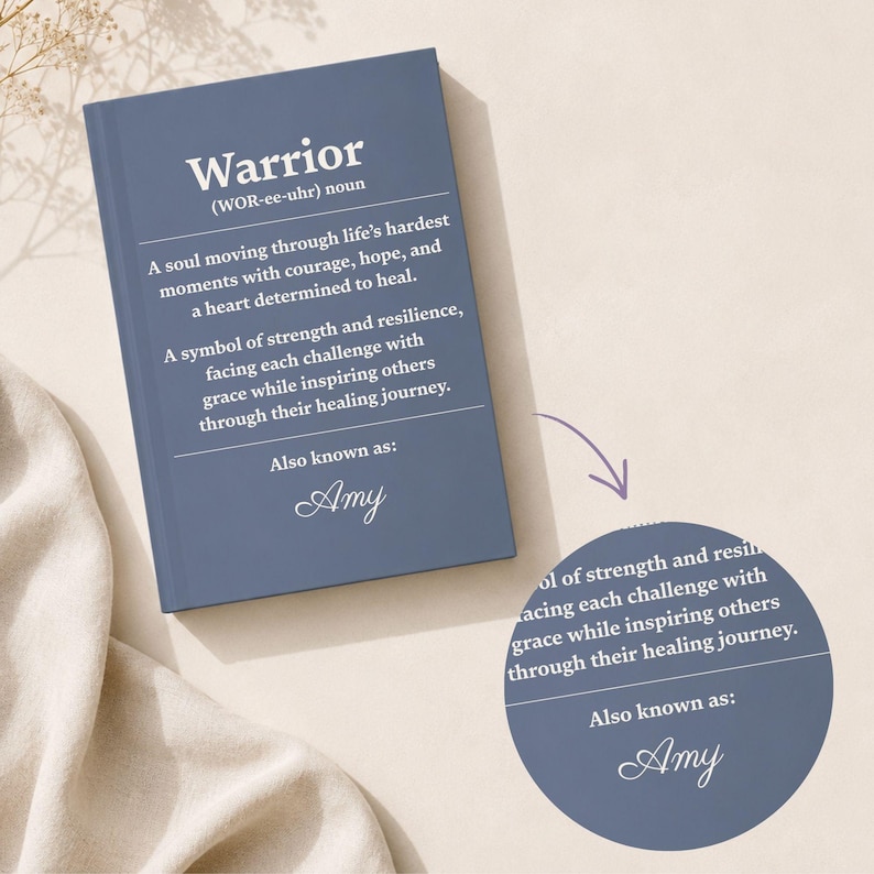 Healing Journal Warrior Personalized Recovery Notebook Cancer Survivor Gift Inspirational Encouragement Patient Support Keepsake Treatment Hope Fighter Custom Journal Writing Space Daily Reflection Meaningful Gift Courage Strength Journey
