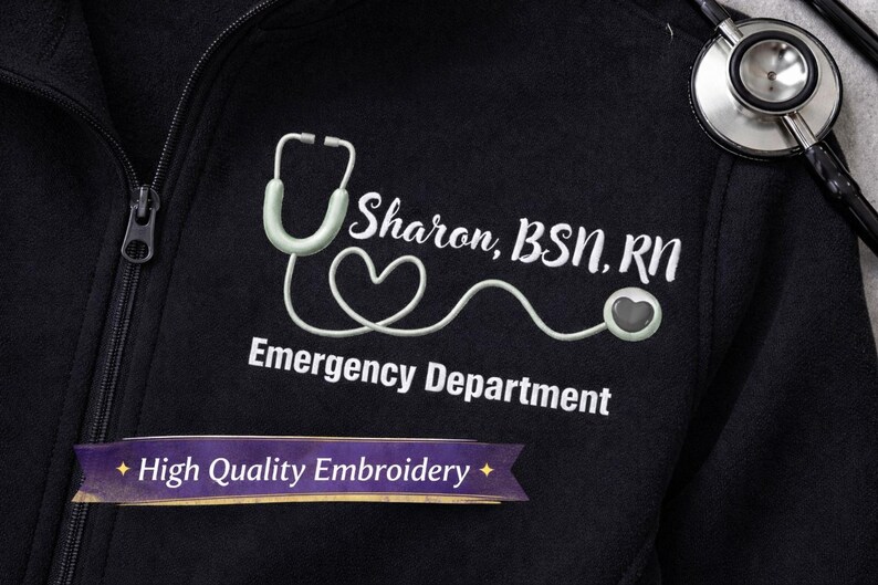 Professional Nursing Jacket Custom Embroidered Name Personalized Medical Workwear Healthcare Professional Apparel Fleece Full Zip Clinical Shift Jacket RN BSN Credentials Hospital Work Uniform Comfortable Daily Wear Nursing Student