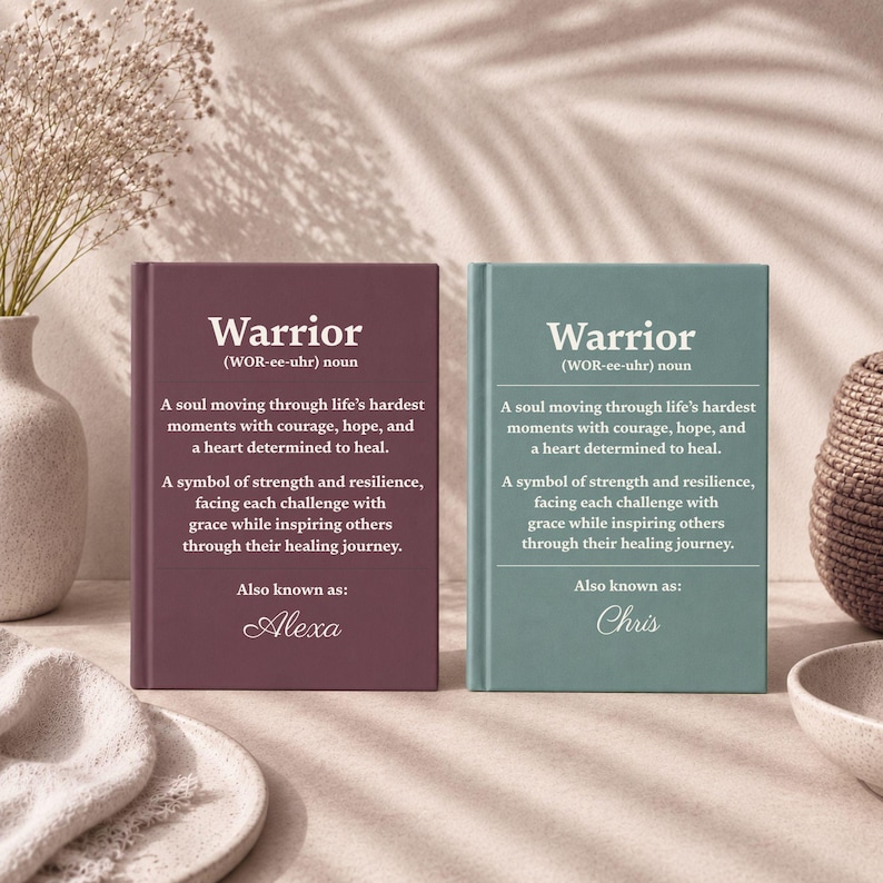 Warrior Personalized Recovery Notebook Healing Journal Cancer Survivor Gift Inspirational Encouragement Patient Support Keepsake Treatment Hope Fighter Custom Writing Journal Daily Reflection Space Meaningful Present Courage Journey
