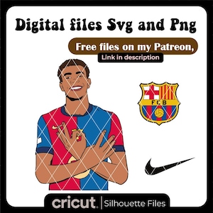 Lamine Yamal svg, png, logo barcelona free svg, football svg, Silhouette, Laser, world cup team