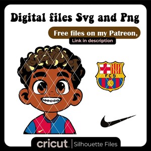 Lamine Yamal cartoon svg, png, logo barcelona svg grátis, futebol svg, Silhueta, Laser, time da copa do mundo