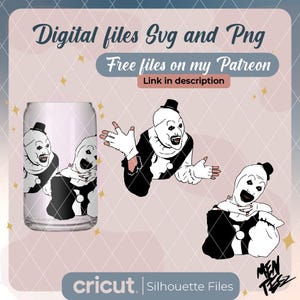 Arte terrorífico el payaso svg, png y jpg, halloween svg