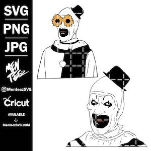 Arte terrorífico el payaso svg, png y jpg