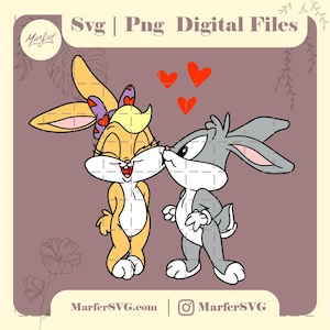 Bugs bunny y lola svg, Valentijnsdag svg, png bugs svg, bunny svg, hart SVG Bun