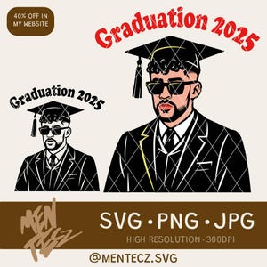 Design SVG per laurea di Bad Bunny / laurea di Bad Bunny, regali di Bad Bunny, Porto Rico