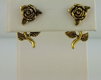 Vintage Gold 3D EARlusion Rose earrings