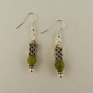 Irish Celtic Rectangular Knot Connemara Marble earrings