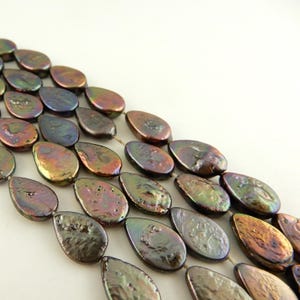 12mm x 8mm Baroque Peacock Gray Freshwater Teardrop pearl beads for jewelry making, great luster