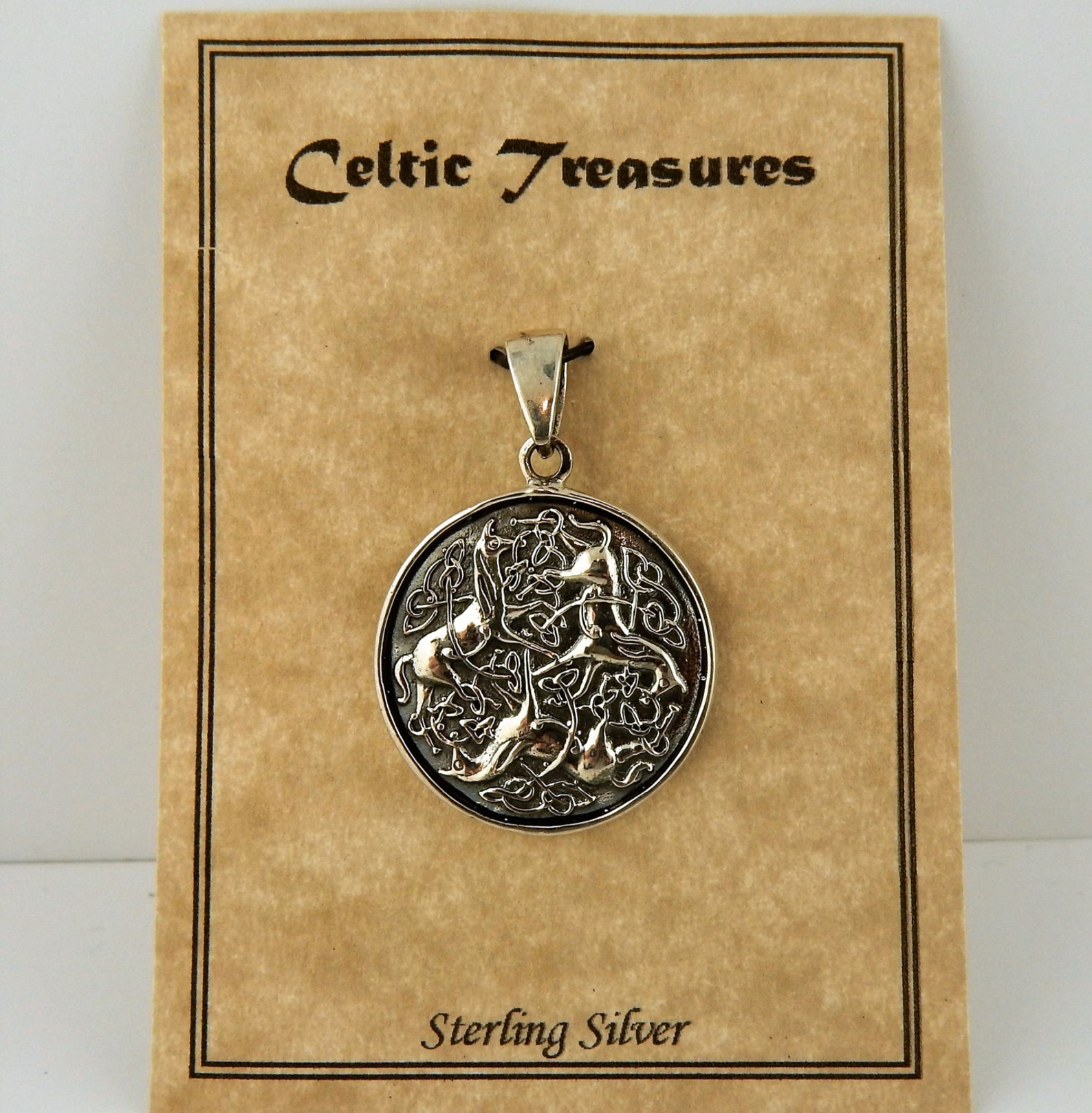 Pendentif Epona En Argent Sterling 925 – Déesse Des Chevaux Celtique – Neuf Avec étiquettes