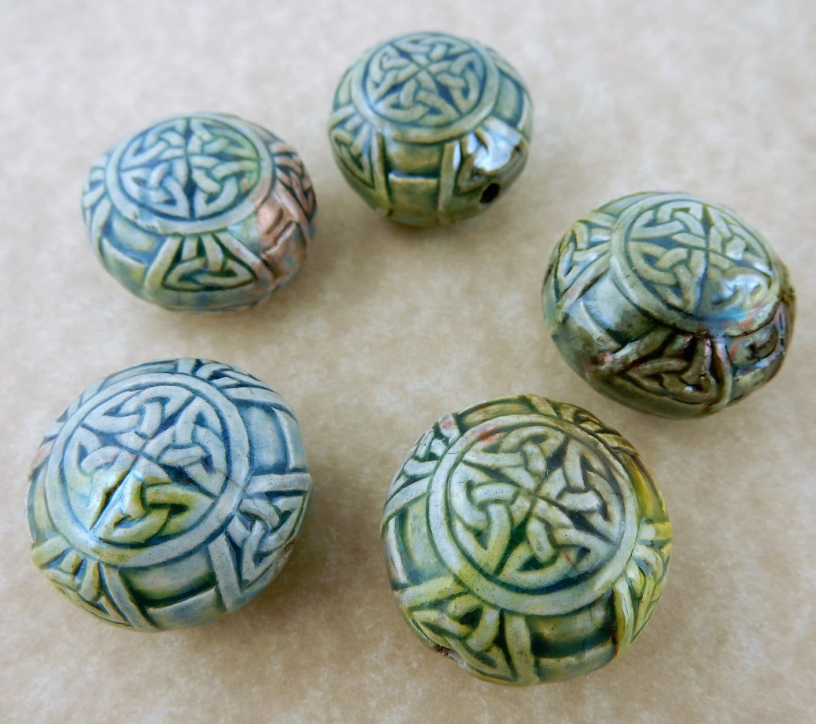 5 Celtic Knot Raku Beads With Trinity Knots - Etsy