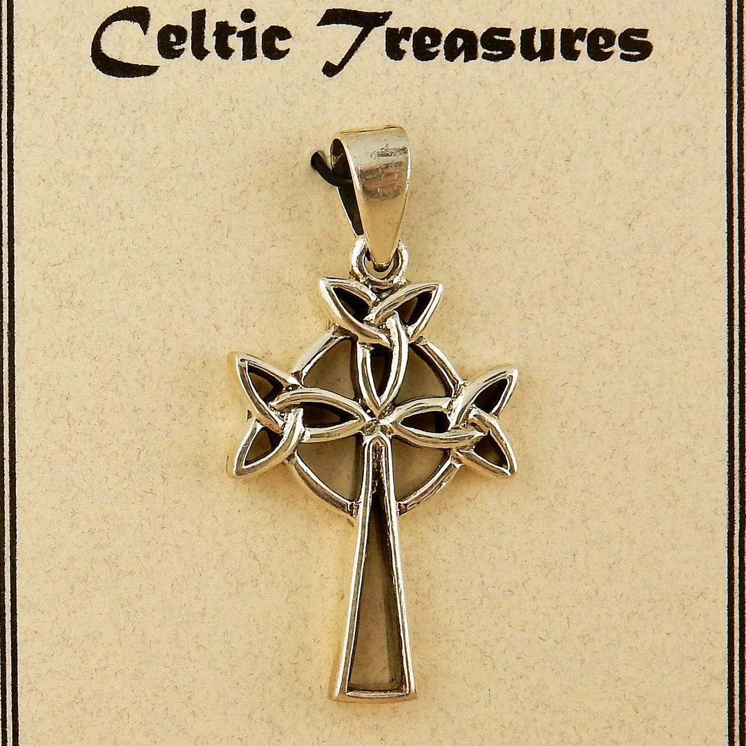 Vintage Sterling Silver Celtic Cross Pendant With Bail and Trinity Knot ...