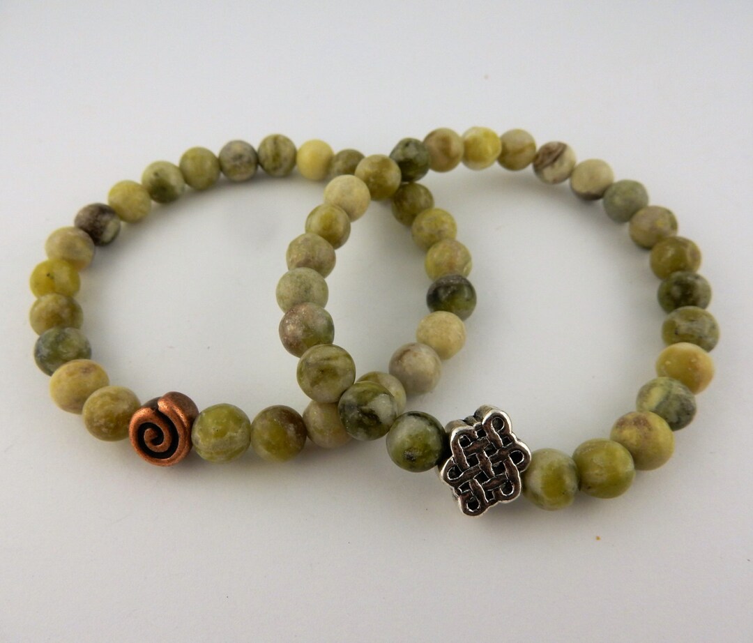 Irish Connemara Marble Men's Bracelet W/ Silver Celtic Knot or Copper ...