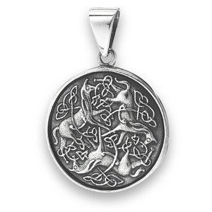 Sterling Silver Epona Irish Horse w/ Celtic Knots Unisex Pendant, Connemara Horse, Pony