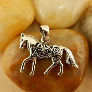 Sterling silver Celtic Horse Pendant with Celtic Knot, charm with bail