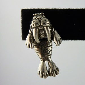 Vintage pewter Walrus 3D EARlusion brand earrings