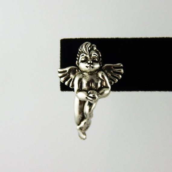 Vintage Pewter 3D Cherub, Angel EARlusion earrings