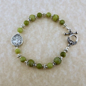 Silver Celtic Tree of Life Connemara Marble beaded bracelet