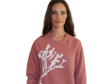 J O S H U A  T R E E  P R I N T on Dusty Rose Full Length Sweatshirt hand printed by Blonde Peacock