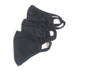 Cloth Face Mask double layered/Reusable & Washable/Unisex/100% Cotton/Breathable, Lightweight and Comfortable- 1 Classic Black Mask