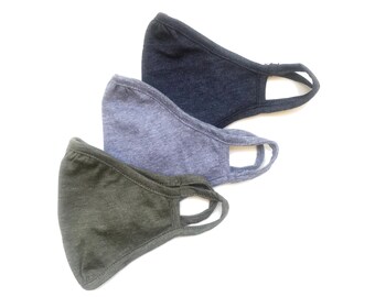 Cloth Face Mask/3 Pack, Solid Colors// double layered/Reusable & Washable/Unisex/Eco-Friendly/Breathable, Lightweight and Comfortable