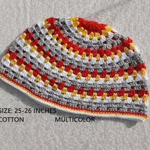 KUFI Crochet Beanie Skull Cap Knit Hat Muslim Islamic Prayer New 100% Cotton Beanie hat.