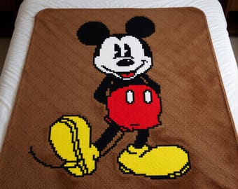 Modèle de crochet C2C. Crochet Mickey Mouse. Tapisserie. Description écrite. Téléchargement PDF instantané. Maille serrée/bride/demi-bride