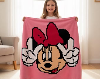 C2C crochet pattern, Tapestry crochet/ Instant PDF download. Written instructions. MINNIE MOUSE Baby Blanket. Tapestry.Graphgan