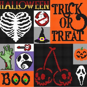 Halloween C2C Crochet Blanket Pattern. 12 Block C2C Masterclass. Instant Digital PDF Download.