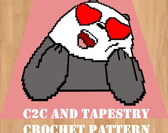 C2C blanket crochet pattern. Panda blanket. Instant PDF download, written description. Graphgan/sc/dc/hdc. Tapestry