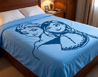FROZEN/Elsa/Anna Crochet pattern C2C/sc/dc/hdc/Crochet tapestry. Instant PDF download. Written description.