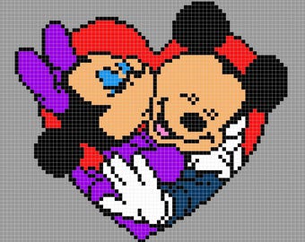 Crochet pattern for baby blanket C2C. Blanket Mickey and Minnie Mouse. Graphgan. Instant download of PDF file.
