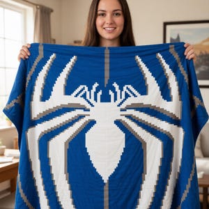 Spiderman Crochet Pattern/Instant PDF download. Written description. Tapestry.Large blanket image 1