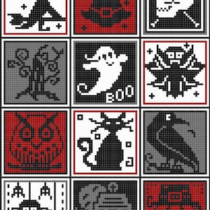 Häkelmuster C2C.Halloweendecke.Schriftliche Beschreibung.Sofortiger Download der PDF-Datei.